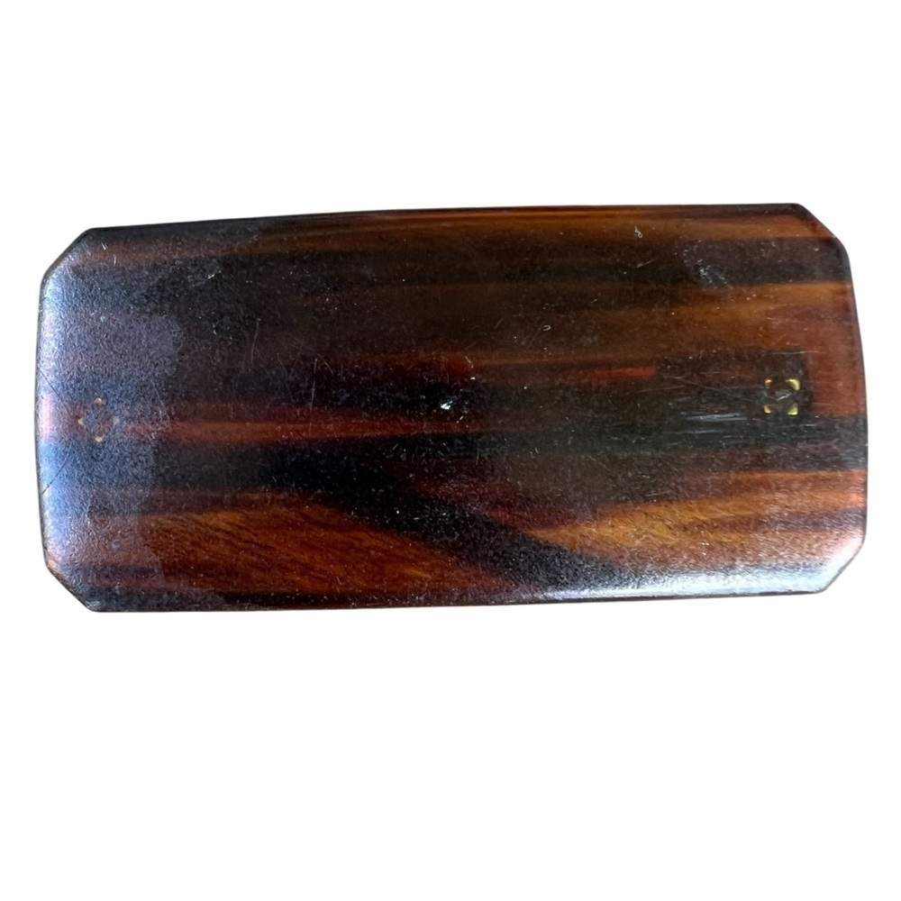 Vintage Tortoise Shell Hair Clip Made in France Rectangular Clipped Corners FLAW